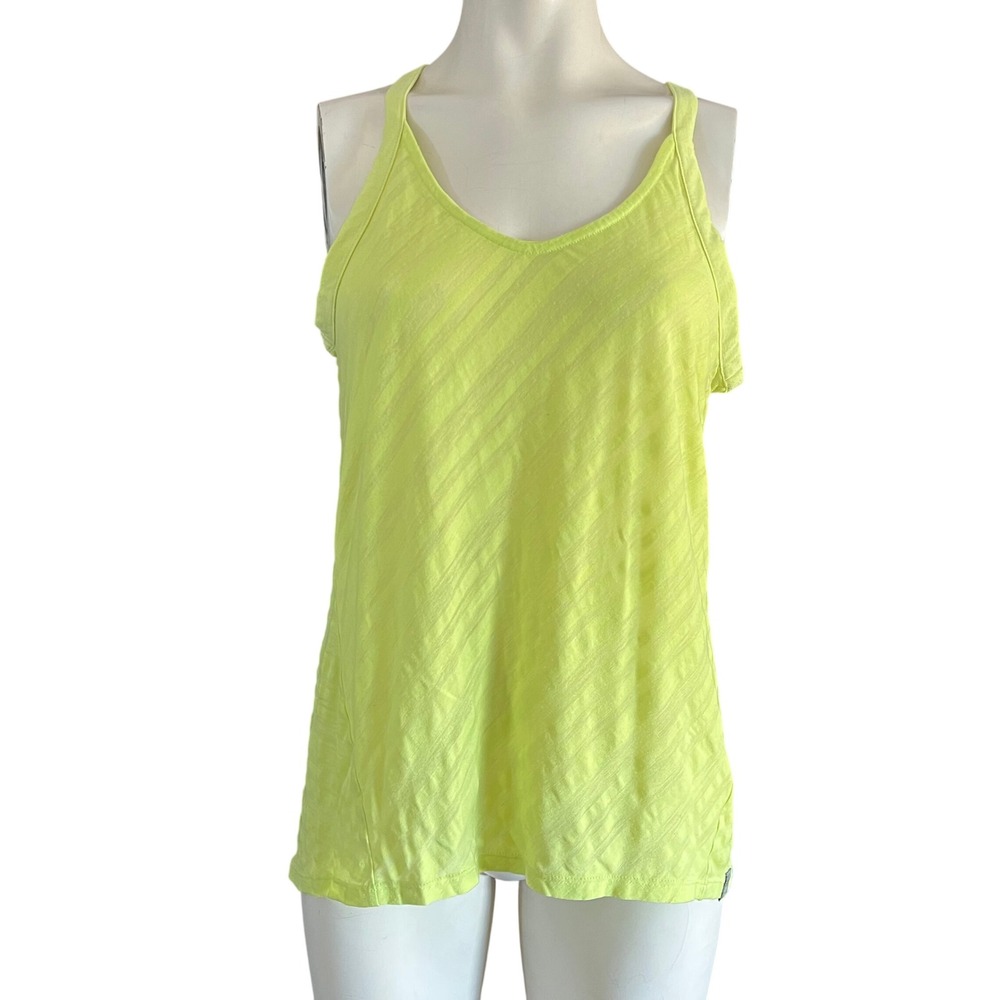 Smartwool Merino 150 Tank Top Womens Medium Lime Green Striped Racerback Active